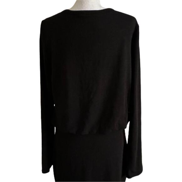 Mittoshop Black Jersey Round Neck Long Sleeve Blouson Waist Dress Size Large NEW - Picture 5 of 12